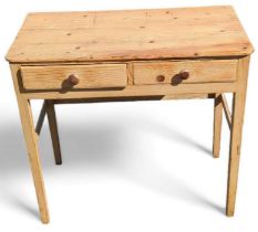 Stripped pine side table, with two drawers, 81.5cm
