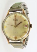 A gents 9ct cased Avia wristwatch, on a later brac