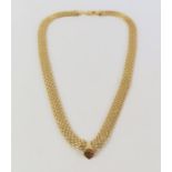 A 9ct gold mesh type link necklace, 41.5cm long, 1