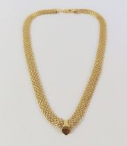 A 9ct gold mesh type link necklace, 41.5cm long, 1