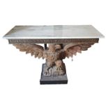 A console table having rectangular grey marble top
