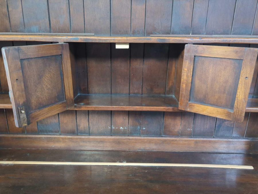 An Ercol/Old Charm elm dresser, with cupboards and - Image 3 of 6