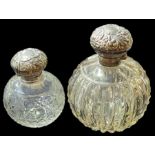 A late Victorian silver mounted cut glass scent bottle