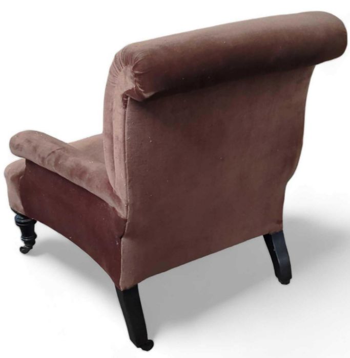 A 19th century armchair, with brown upholstery, 68 - Image 3 of 3