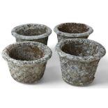Three large stone effect planters with woven baske