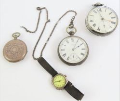 A Waltham silver open faced pocket watch; together