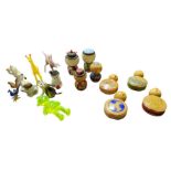 A quantity of small Japanese painted wood Kokeshi