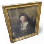 Pastel portrait study of a nun, unsigned, in a 19t