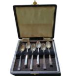 A set of six silver teaspoons, in fitted presentat