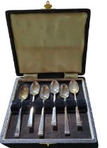 A set of six silver teaspoons, in fitted presentat