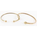 Two 9ct gold torque bangles, 5.9g gross