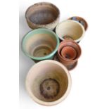 Selection of terracotta and glazed garden pots