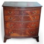 A Regency style bow front chest of drawers, 77cm,