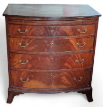 A Regency style bow front chest of drawers, 77cm,