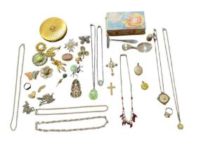 A quantity of silver and costume jewellery, to inc