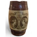 A Doulton Victoria Commemorative barrel shaped jug
