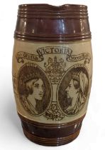 A Doulton Victoria Commemorative barrel shaped jug