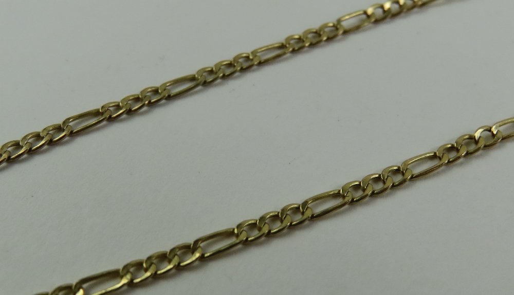 A 9ct gold figaro link chain, 61cm long, together - Image 3 of 6