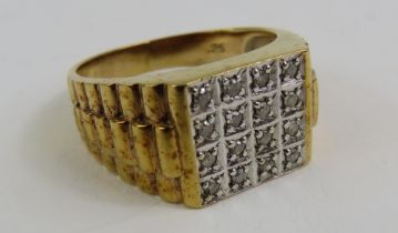 A 9ct gold diamond set 'Rolex' ring, finger size W