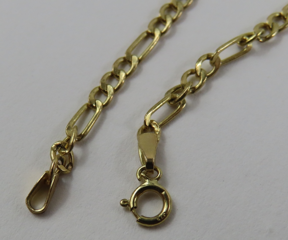 A 9ct gold figaro link chain, 61cm long, together - Image 4 of 6