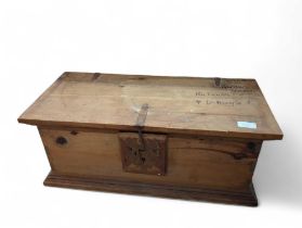 A continental pine chest, with cast iron brackets