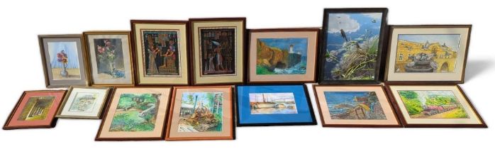 Collection of contemporary framed and glazed pictu