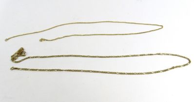 A 9ct gold figaro link chain, 61cm long, together