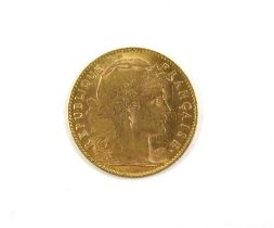 FRANCE – gold 10 Francs 1912, vf, 3.2g