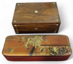 Regency rosewood and mother of pearl inlaid sewing