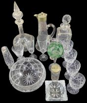 Collection of cut and moulded glassware, including