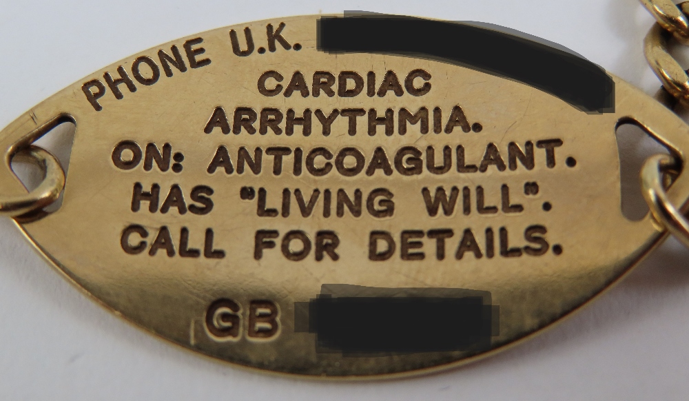 A 9ct gold 'Medic Alert' bracelet, 20cm long, 17.7 - Image 4 of 4
