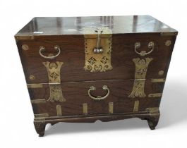 A Korean bandaji or blanket chest with brass fittings, 70cm x 3