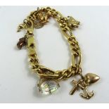 A 9ct gold hollow figaro link bracelet, with vario