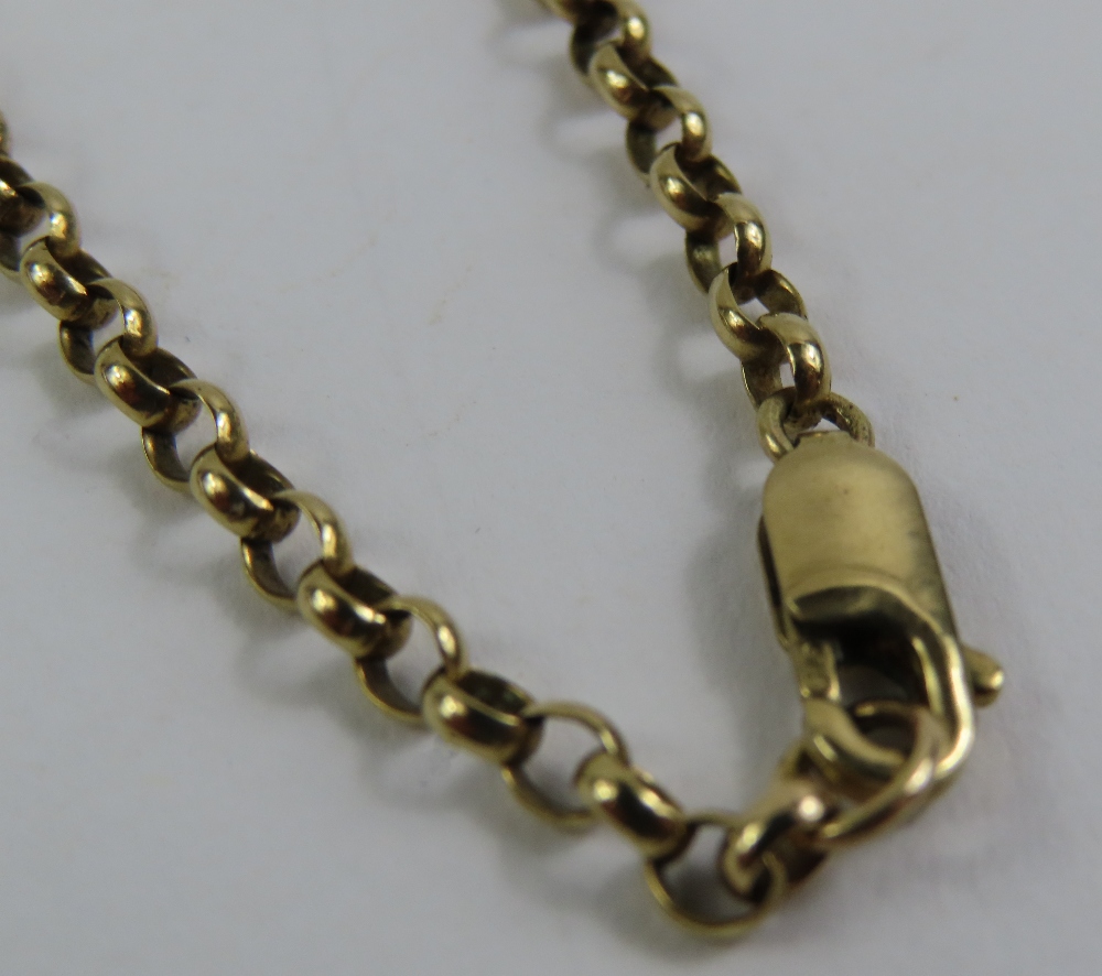 An oval link belcher chain, marked '375', 82cm lon - Image 3 of 3