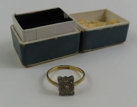 An early 20th century diamond plaque ring, marked