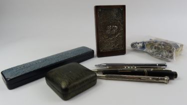 A Stephenson fountain pen with 14ct nib, a silver