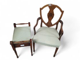 A 19th century mahogany and marquetry inlaid chair