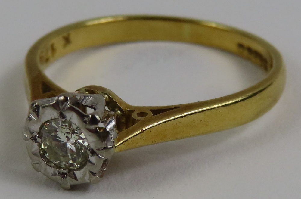 An 18ct gold illusion set diamond solitaire ring, - Image 2 of 5