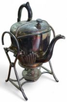 19th century silver plated spirit kettle on stand