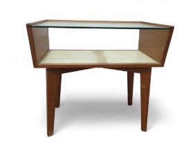 A mid 20th century teak and glass top coffee table