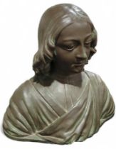 A head and shoulders bronzed bust,