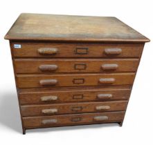 Oak six drawer plan/ map chest 93cm x 71cm x 87cm