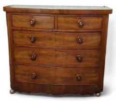 A Victorian mahogany, bow front chest of drawers,