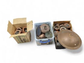 Three boxes of copperwares including 19th century