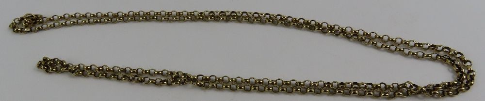 An oval link belcher chain, marked '375', 82cm lon