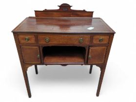 An Edwardian style mahogany and banded side table,