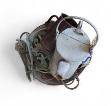 A 20th century Spratts enamel dog bowl, a pair of