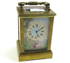 19th century French brass cased carriage clock, wi