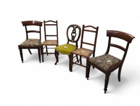 Five various 19th century dining and bedroom chairs