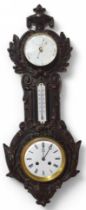 A 19th century bronzed wall clock barometer by Wainw